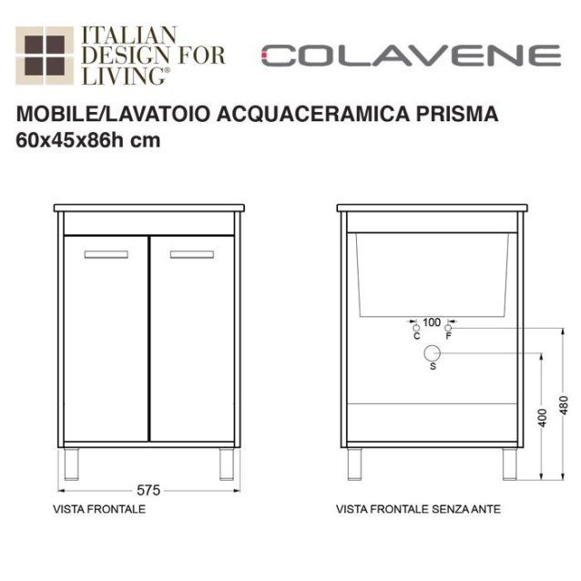Mobile con lavabo  | Acquaceramica | Prisma | Colavene