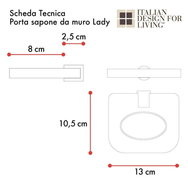 Portasapone | Plexiglass e ottone cromato | Lady | Petrozzi