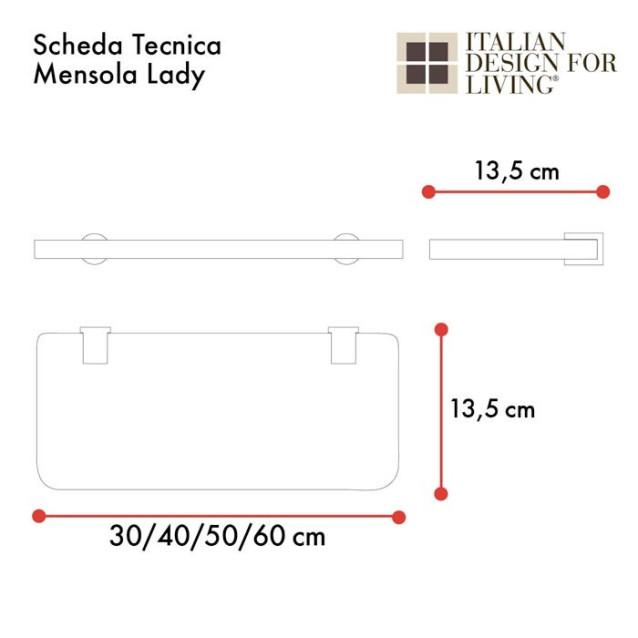 Mensola | Plexiglass e ottone cromato | Lady | Petrozzi