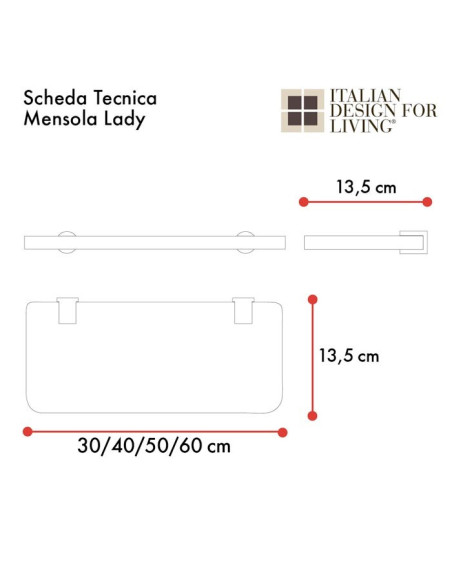 Mensola | Plexiglass e ottone cromato | Lady | Petrozzi
