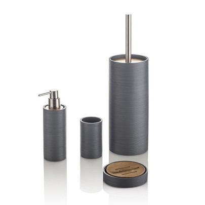 Ceramic toilet-brush holder with a grey rubber effect lining