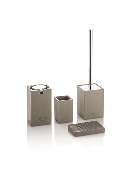 Ceramic toilet-brush holder with a grey rubber effect lining