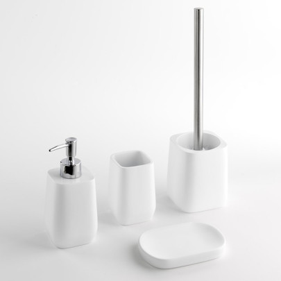 Ceramic toilet-brush holder with a grey rubber effect lining