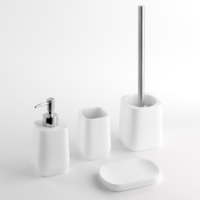 Ceramic toilet-brush holder with a grey rubber effect lining