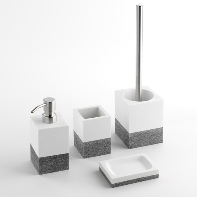 Ceramic toilet-brush holder with a grey rubber effect lining
