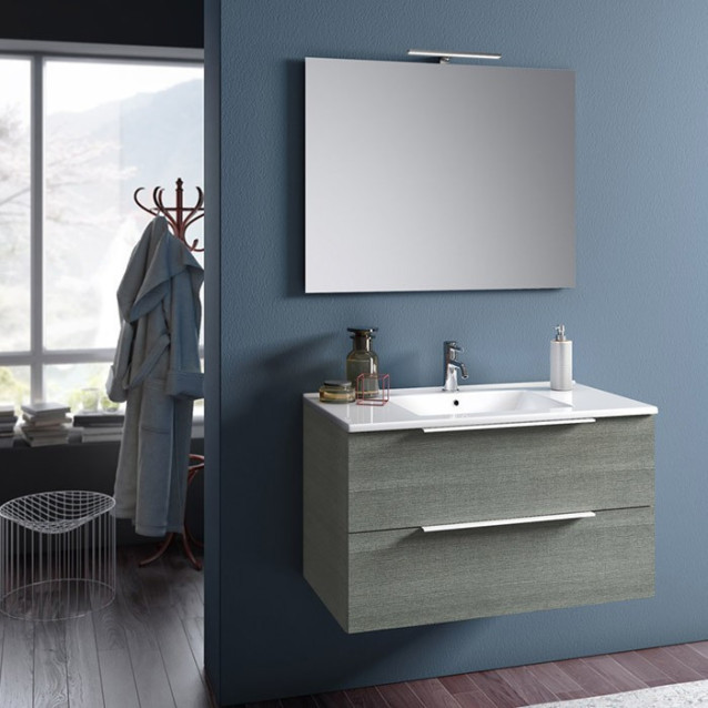 White bathroom cabinet composition