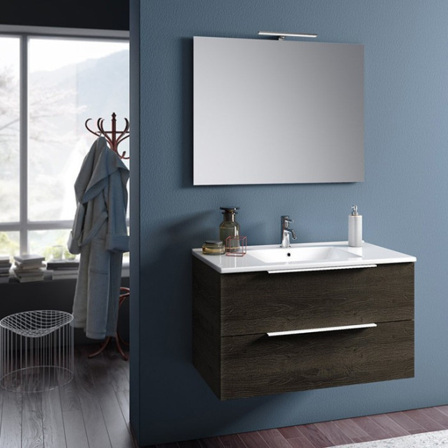 White bathroom cabinet composition