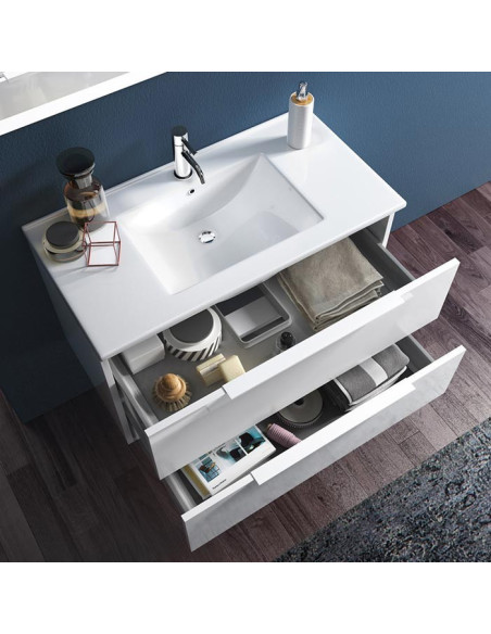 White bathroom cabinet composition