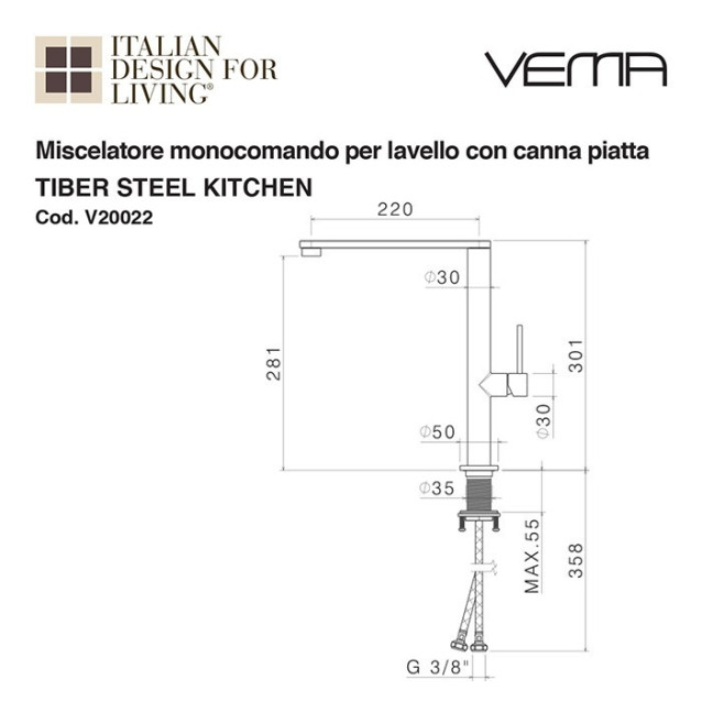Miscelatore lavabo Maira senza scarico | Vema