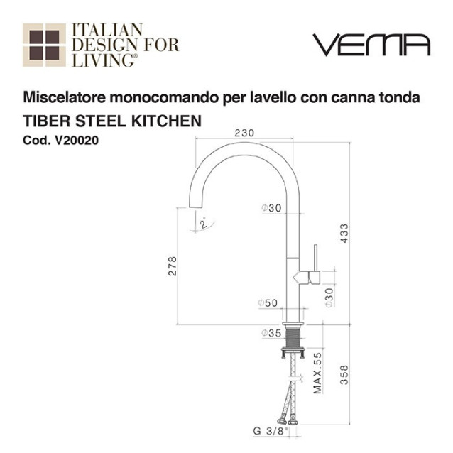 Miscelatore lavabo Maira senza scarico | Vema