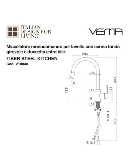 Miscelatore lavabo Maira senza scarico | Vema