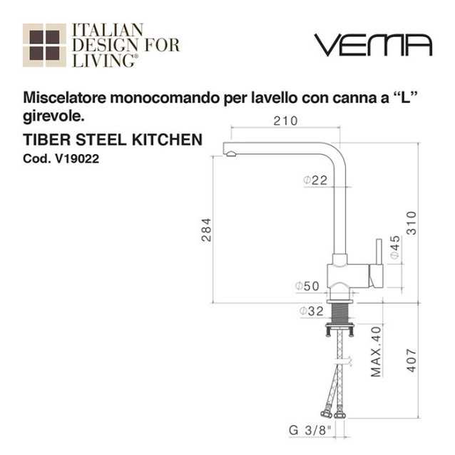 Miscelatore lavabo Maira senza scarico | Vema