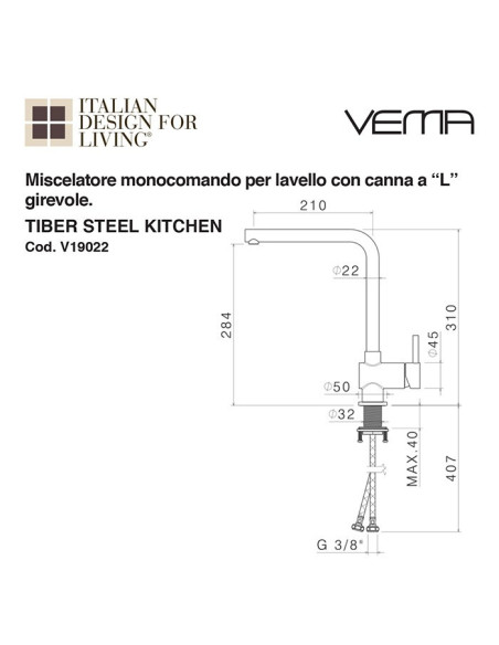 Miscelatore lavabo Maira senza scarico | Vema