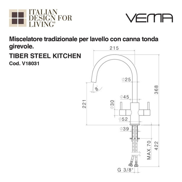 Miscelatore lavabo Maira senza scarico | Vema