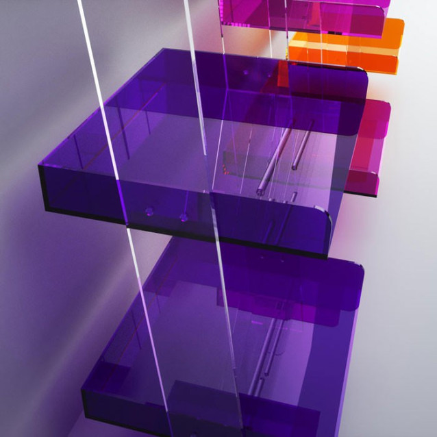 Scaletta in plexiglass con barre e vassoi | 12 Colori | Easy