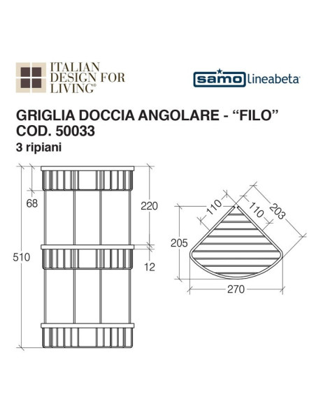 Mensola box doccia verniciata | 2 ripiani | Filo | Lineabeta