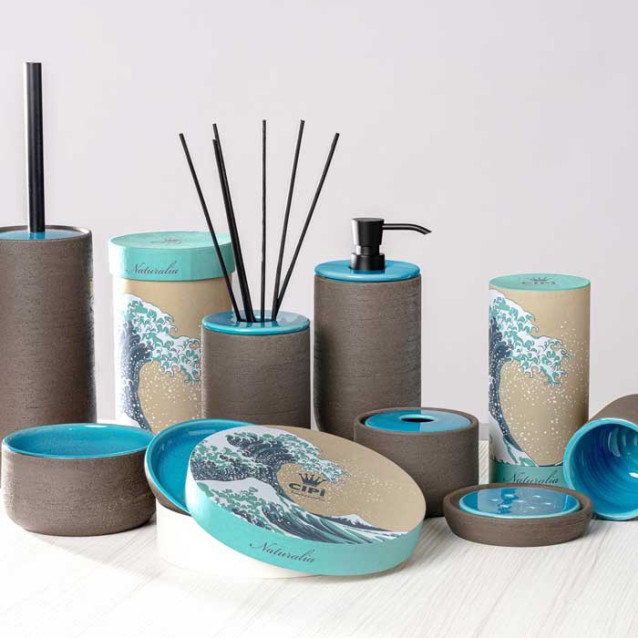 Soft touch resin toilet brush holder available in matt white or grey