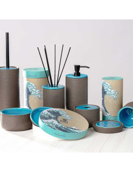 Soft touch resin toilet brush holder available in matt white or grey