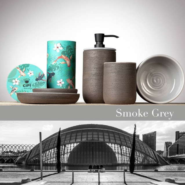 Soft touch resin toilet brush holder available in matt white or grey