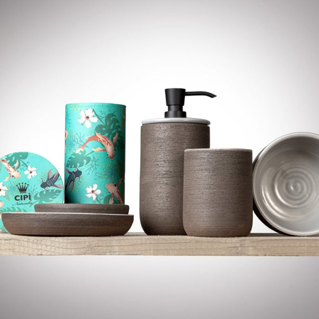 Soft touch resin toilet brush holder available in matt white or grey