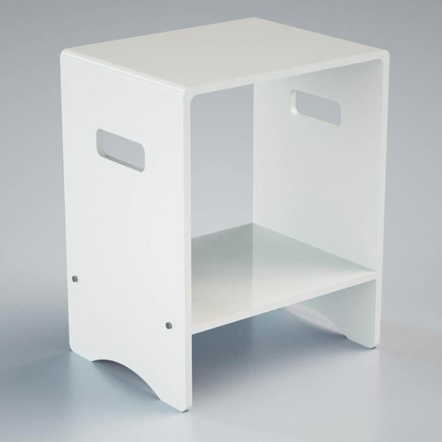 Sgabello con ripiano in plexiglass | Disponibile in 10 colori | Serie Comodo