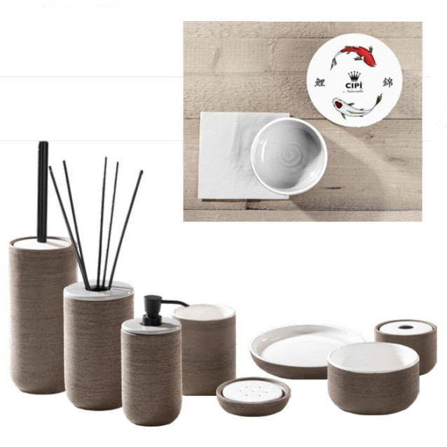 Soft touch resin toilet brush holder available in matt white or grey