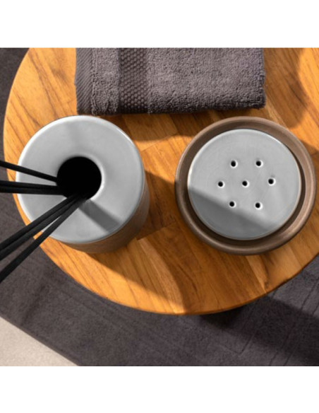 Soft touch resin toilet brush holder available in matt white or grey