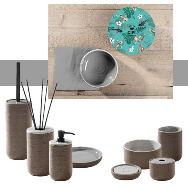 Soft touch resin toilet brush holder available in matt white or grey