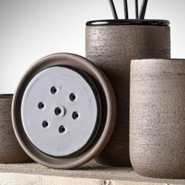 Soft touch resin toilet brush holder available in matt white or grey