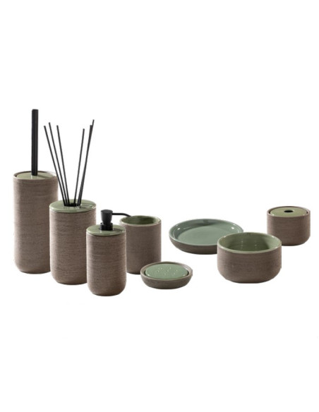 Soft touch resin toilet brush holder available in matt white or grey