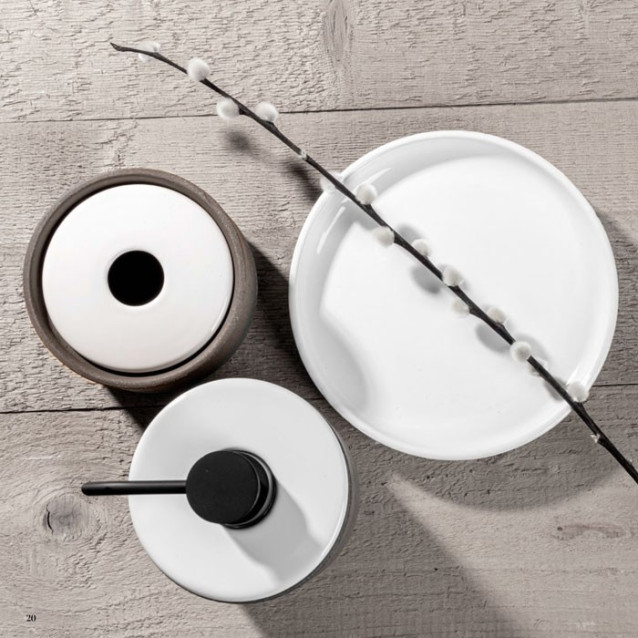 Soft touch resin toilet brush holder available in matt white or grey