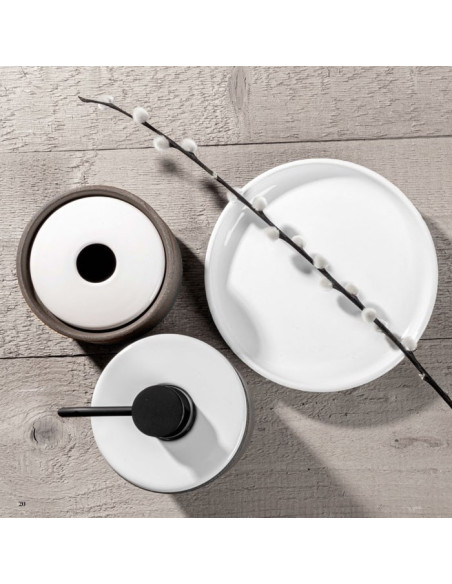 Soft touch resin toilet brush holder available in matt white or grey