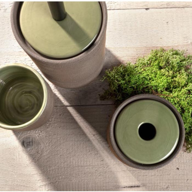 Soft touch resin toilet brush holder available in matt white or grey