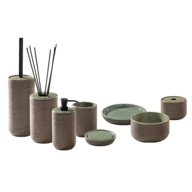 Soft touch resin toilet brush holder available in matt white or grey