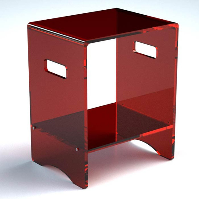 Sgabello con ripiano in plexiglass | Disponibile in 10 colori | Serie Comodo