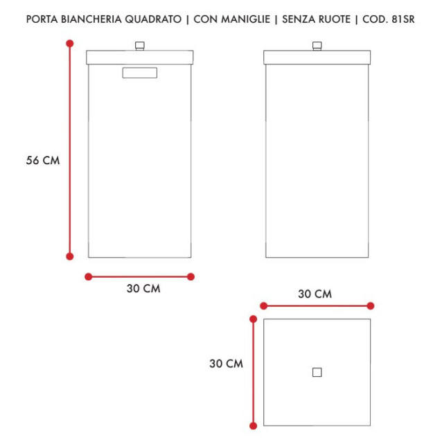 Portabiancheria quadrato in plexiglass | Disponibile in 13 colori | Con e senza ruote