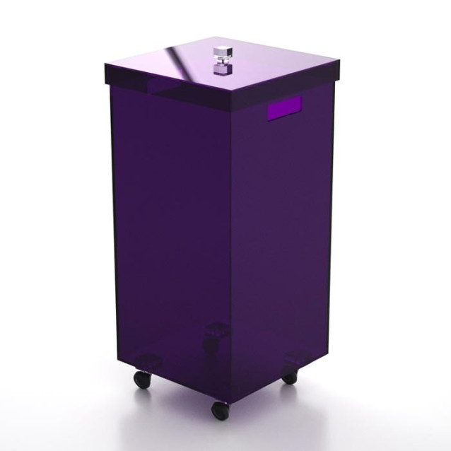 Portabiancheria quadrato in plexiglass | Disponibile in 11 colori | Con e senza ruote