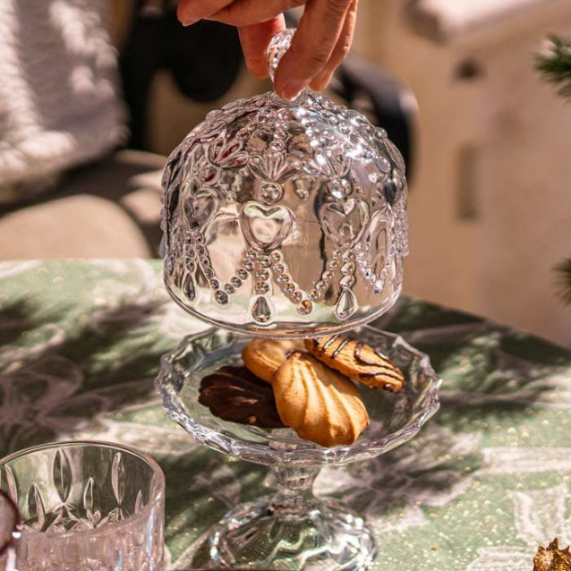 Alzata liberty in vetro con cupola