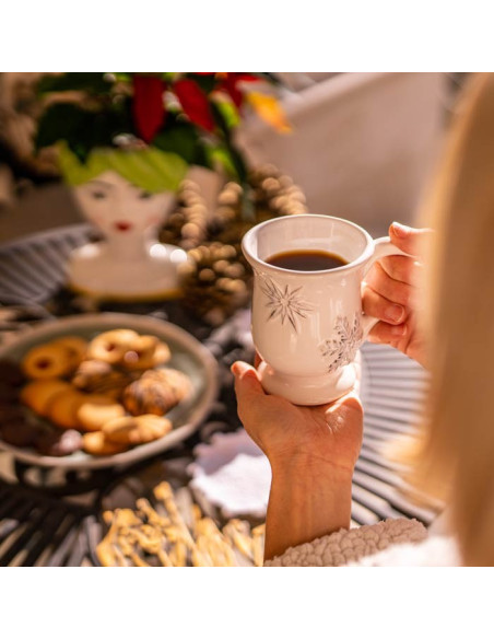 Tazza Snowflakes in ceramica decorata a mano