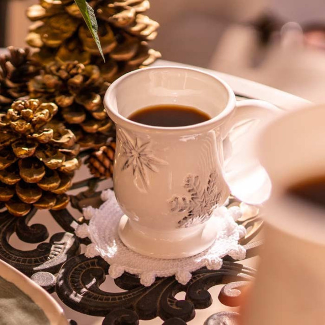 Tazza Snowflakes in ceramica decorata a mano