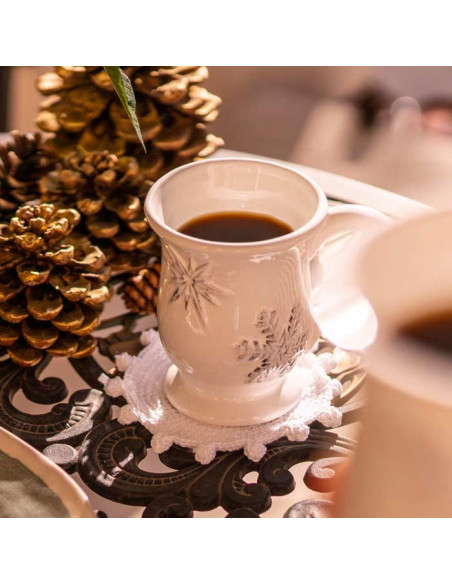 Tazza Snowflakes in ceramica decorata a mano