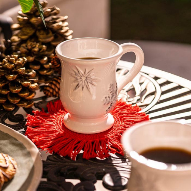 Tazza Snowflakes in ceramica decorata a mano