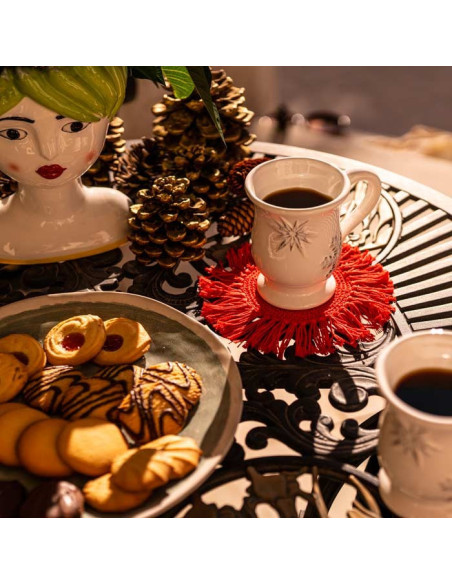 Tazza Snowflakes in ceramica decorata a mano