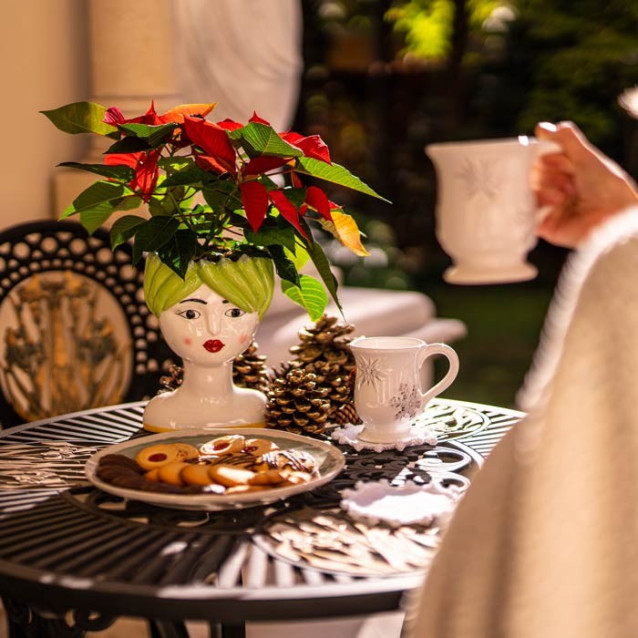 Tazza Snowflakes in ceramica decorata a mano