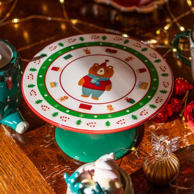 Alzata bosco in ceramica