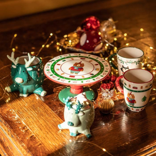 Alzata bosco in ceramica