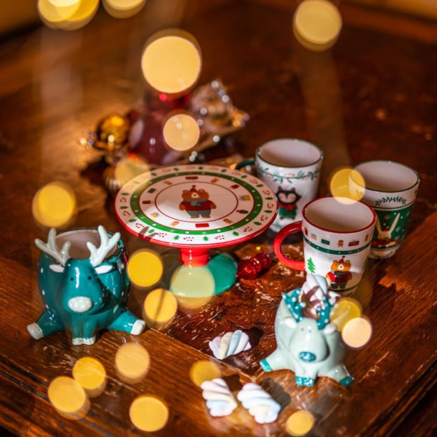 Alzata bosco in ceramica