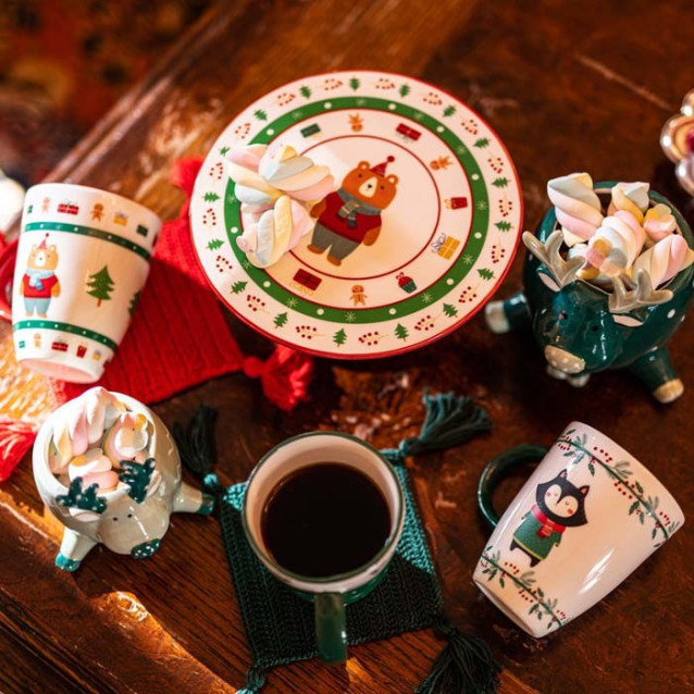 Alzata bosco in ceramica