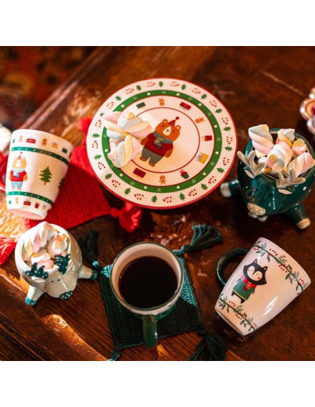 Alzata bosco in ceramica