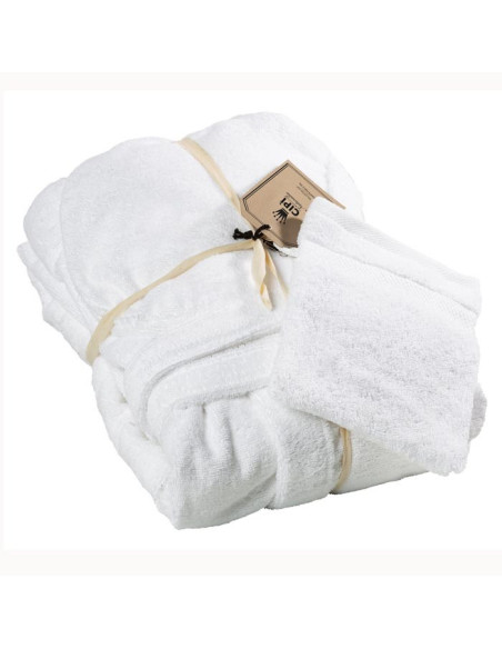 Elegant woman's bathrobe with cotton capped sponge hood of pure cotton Made in Italy